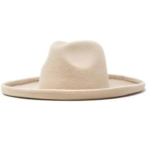 Olive & Pique Owen Pencil Brim Wool Felt Rancher Hat in Cream/Beige